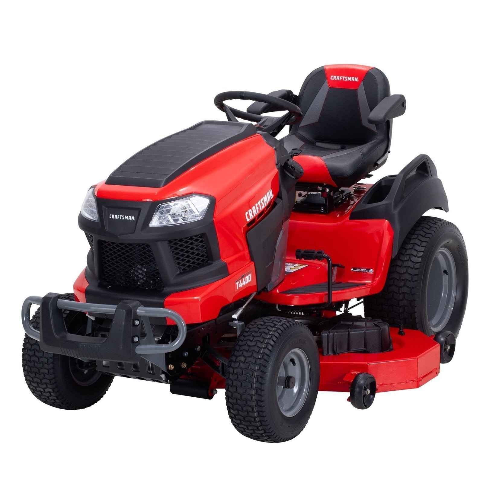 5d9ed1d791cf301ec83f0282721bbeff261ed69db39f989e024e6698bc4f6b92.jpg CRAFTSMAN T4400 | Riding Lawn Mower | 54-in Fabricated Deck | 24-HP Kawasaki V-Twin FR Engine | TURNTIGHT 5 in. Turning Radius - Image 1
