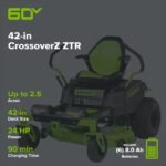 60V 42” Electric CrossoverZ Zero Turn Mower with (6) 8 Ah Batteries and (3) Dual Port Turbo Chargers - Image 2
