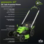 60V 25″ Cordless Battery Dual Blade Self-Propelled Lawn Mower w/ Two (2) 4.0Ah Batteries & Dual-Port Charger - Image 2