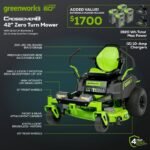 60V 42″ Electric CrossoverZ Zero Turn Mower with (4) 8 Ah Batteries and (2) Dual-Port Turbo Chargers - Image 4